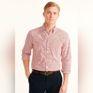 H&M Button Up Dress Shirt Men Medium Pink White Pinstripe Preppy Classic Office